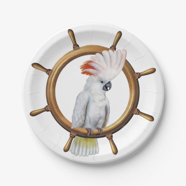 Assiettes En Carton Perroquet de pirate de cacatoès (Devant)