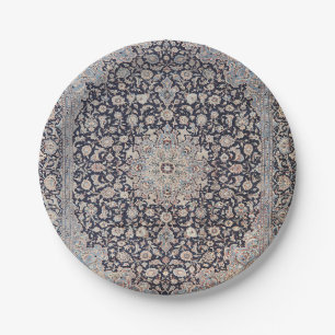 Assiettes En Carton Perse Mesurée Bleu foncé gris foncé 