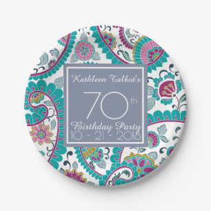 Assiettes En Carton Persian Boteh Paisley 70e Anniversaire Document P