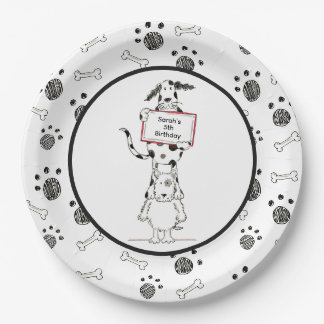 Assiettes En Carton Personalised Cute Dog Acrobats Birthday