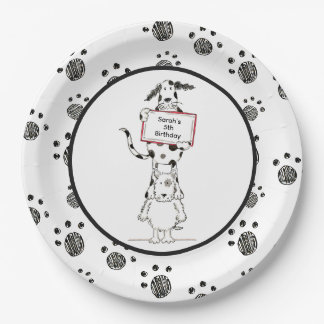 Assiettes En Carton Personalised Cute Dog Acrobats Birthday