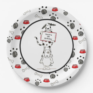 Assiettes En Carton Personalised Cute Dog Acrobats Birthday