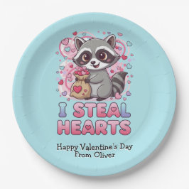 Assiettes En Carton Personalized Cute Raccoon Classroom Valentine