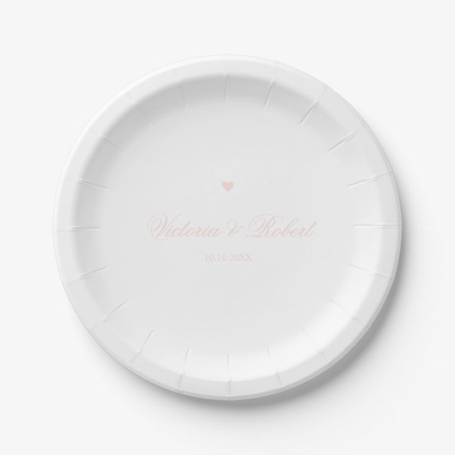 Assiettes En Carton Personalized Elegant Script Pink Heart (Devant)