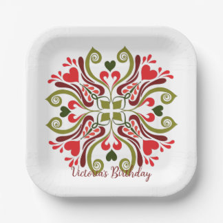 Assiettes En Carton Personalized Floral Birthday Party Plates