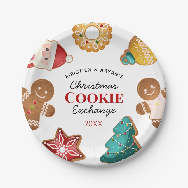Assiettes En Carton Personalized Gingerbread Christmas Cookie Exchange (Devant)