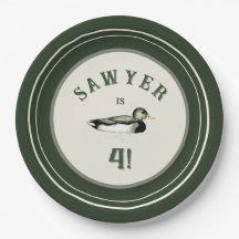 Personalized Green Duck Birthday Plates