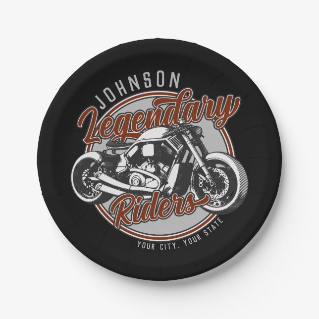 Assiettes En Carton Personalized Motorcycle Legendary Rider Biker (Devant)