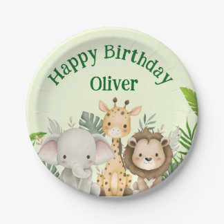 Assiettes En Carton Personalized Safari Birthday Paper Plates