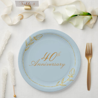 Assiettes En Carton Personalizes Anniversary with Golden Frame