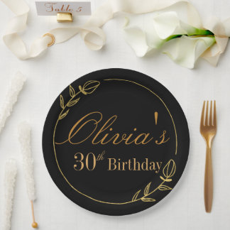 Assiettes En Carton Personalizes Birthday with Golden Frame