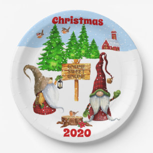 Assiettes En Carton Personnalisable Accueil Sweet Home Gnome Winter Sc