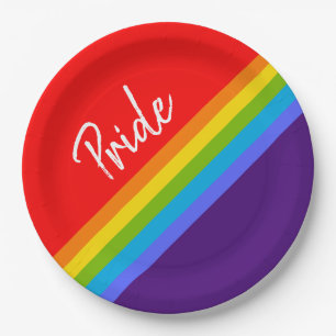 Assiettes En Carton Personnalisable Bold & Bright Rainbow LGBT Gay pri