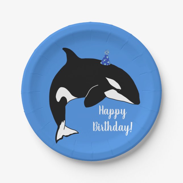 Assiettes En Carton Personnalisable Orca Killer Whale Anniversaire  (Devant)