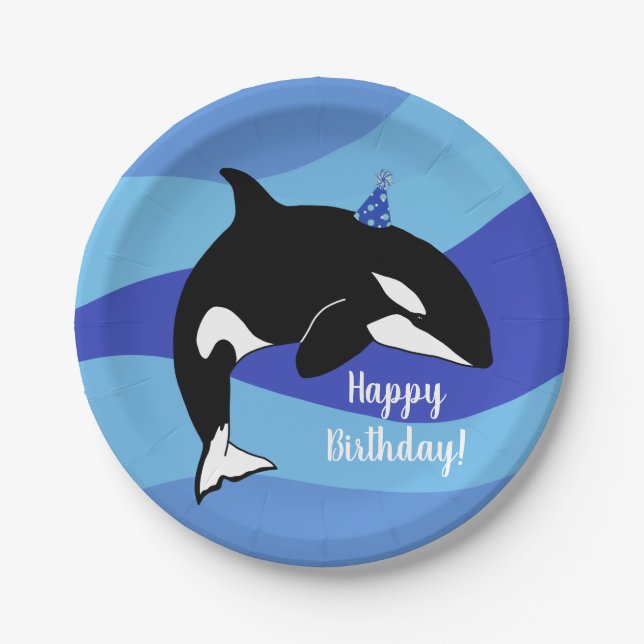Assiettes En Carton Personnalisable Orca Killer Whale Anniversaire (Devant)