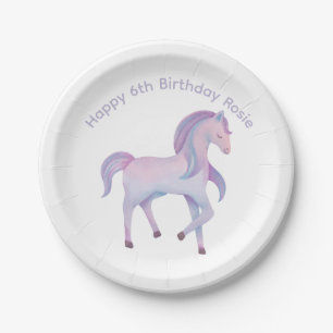 Assiettes En Carton Personnalisable pastel magique ombre Pony
