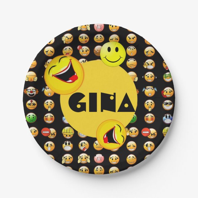 Assiettes En Carton Personnalisation du parti Emoji (Devant)