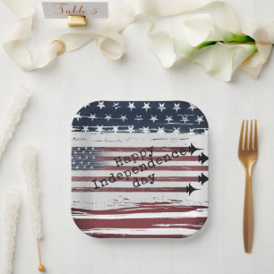 Assiettes En Carton personnalisation Jour de l'indépendance avion drap