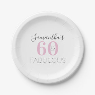 Assiettes En Carton Personnalisé 60 et fabuleux Anniversaire rose mode