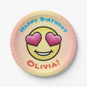 Assiettes En Carton Personnalisé Anniversaire Amour Emoji