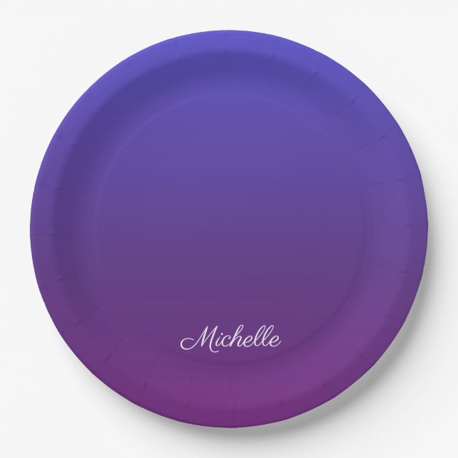 Assiettes En Carton Personnalisé bleu et violet ombre (Devant)