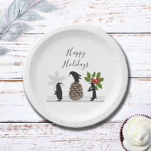 Assiettes En Carton Personnalisé Cute Funny Penguins Noël