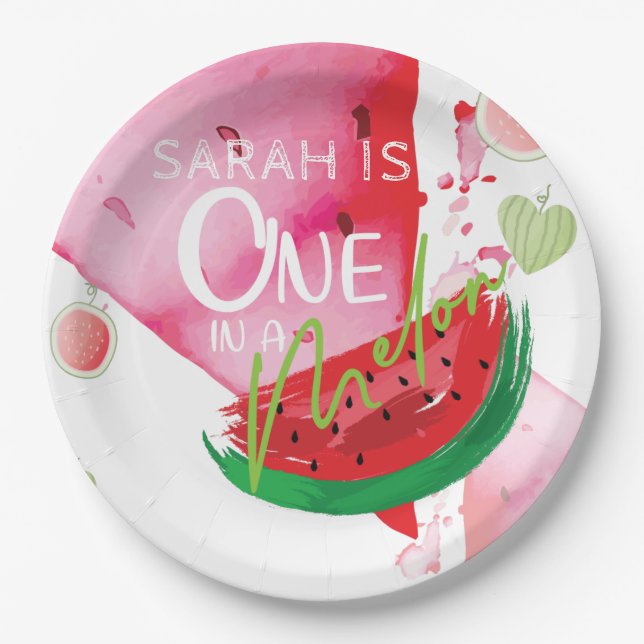 Assiettes En Carton Personnalisé dans un Melon mignon été (Devant)