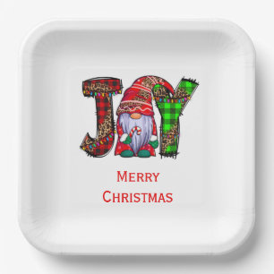 Assiettes En Carton Personnalisé Joy Gnomes Joyeux Noël 