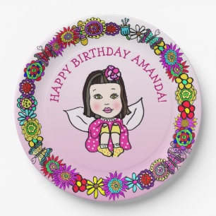 Assiettes En Carton Personnalisé Joyeux Anniversaire licorne et fée