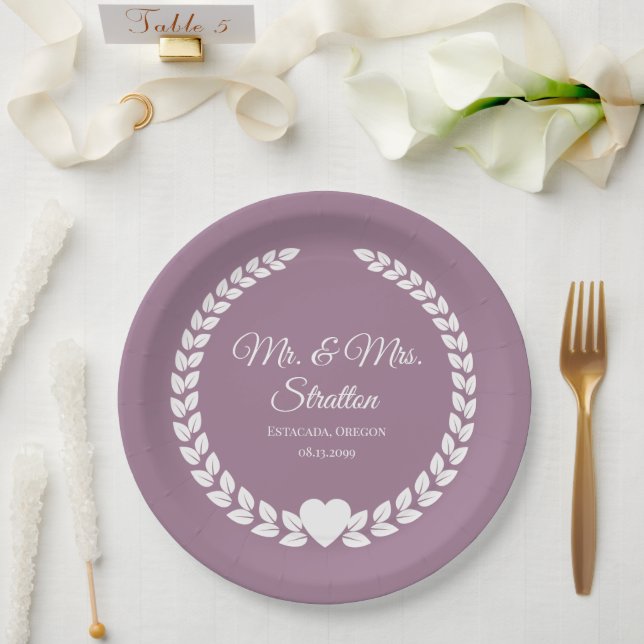 Assiettes En Carton Personnalisé Mr & Mrs Bride et Groom Newlyted (Mariage)