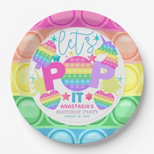Assiettes En Carton Personnalisé Pop It Anniversaire (Devant)