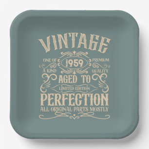 Assiettes En Carton Personnalisé vintage 65e anniversaire whiskey thèm