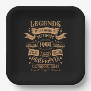 Assiettes En Carton Personnalisé vintage 80e anniversaire whiskey thèm