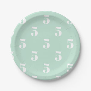 Assiettes En Carton Personnaliser avec initiale, lettre blanche Nombre