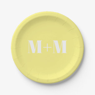 Assiettes En Carton Personnaliser avec la lettre initiale blanche Nomb