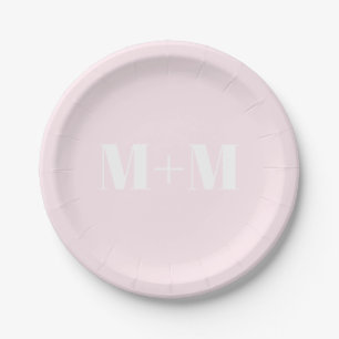Assiettes En Carton Personnaliser avec la lettre initiale blanche Nomb