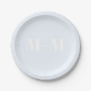 Assiettes En Carton Personnaliser avec la lettre initiale blanche Numé