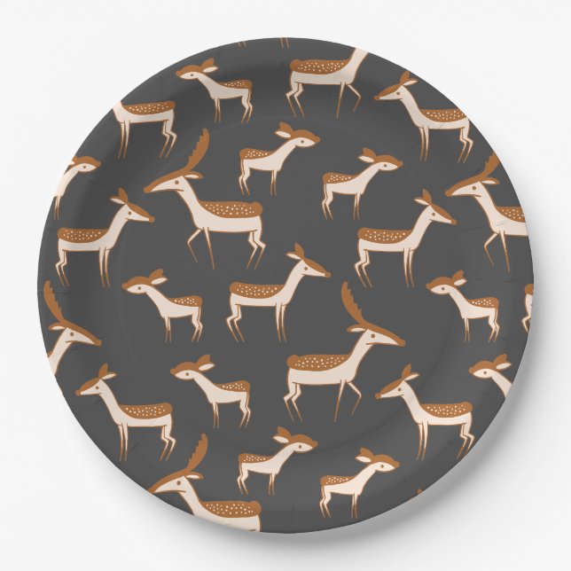 Assiettes En Carton Personnaliser Cute Deer Design (Devant)