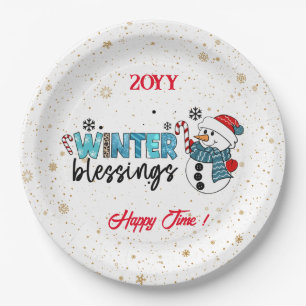 Assiettes En Carton Personnaliser des Bénédictions d'hiver