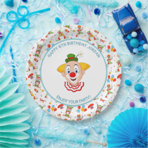 Assiettes En Carton Personnaliser Fête d'anniversaire de clown Petit g