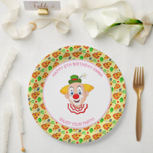 Assiettes En Carton Personnaliser Fête d'anniversaire pizza clown peti