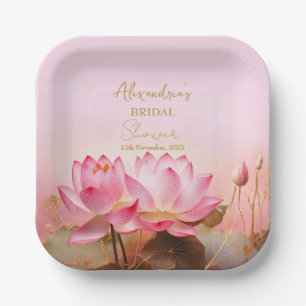 Assiettes En Carton Personnaliser Fête des mariées rose Lotus