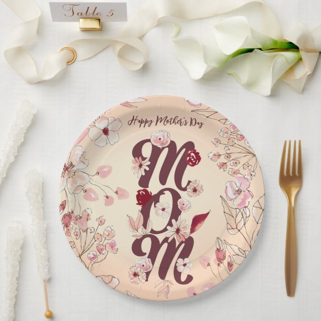 Assiettes En Carton Personnaliser Happy Mother's Day Maman (Mariage)