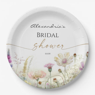 Assiettes En Carton Personnaliser la douche de mariée Fleurs sauvages