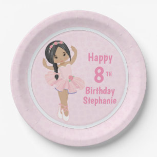 Assiettes En Carton Personnaliser le ballerina d'anniversaire multicul