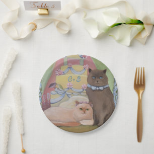 Assiettes En Carton Personnaliser les initiaux chats Mariages
