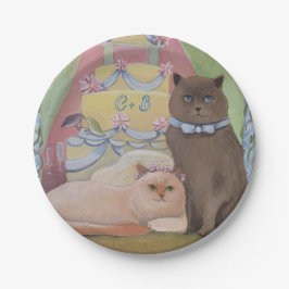 Assiettes En Carton Personnaliser les initiaux chats Mariages