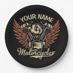 Assiettes En Carton Personnaliser Motocyclettes Motocyclettes Garage
