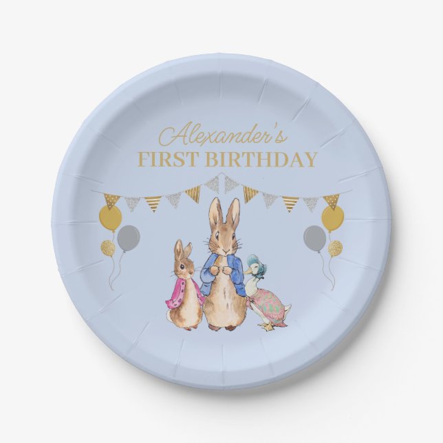 Assiettes En Carton Personnaliser Peter lapin 1er anniversaire (Devant)