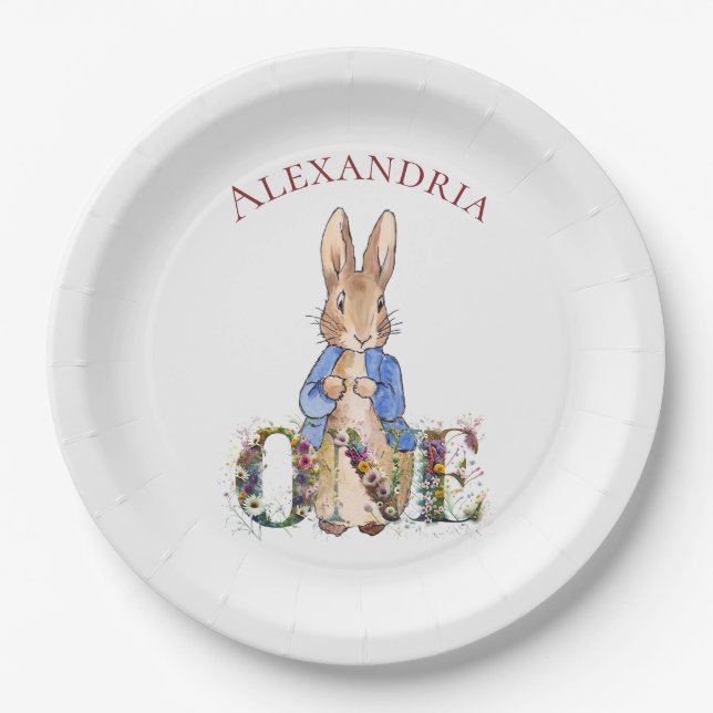 Assiettes En Carton Personnaliser Pierre le lapin 1er anniversaire (Devant)